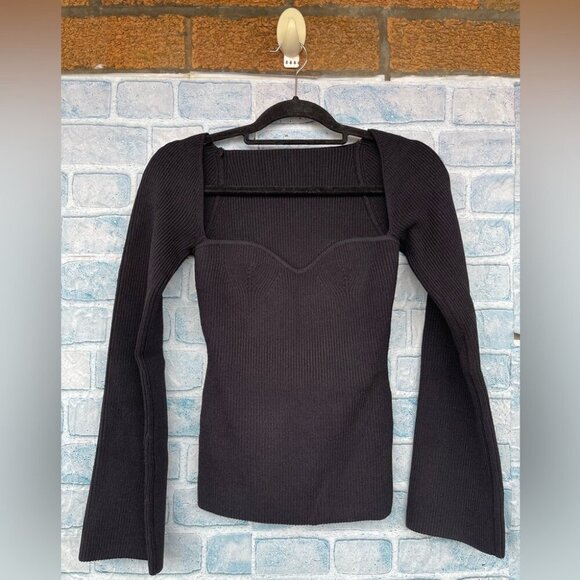 PIXIE MARKET CHIARA KNIT BUSTIER TOP IN BLACK SIZE MEDIUM - Picture 2 of 14